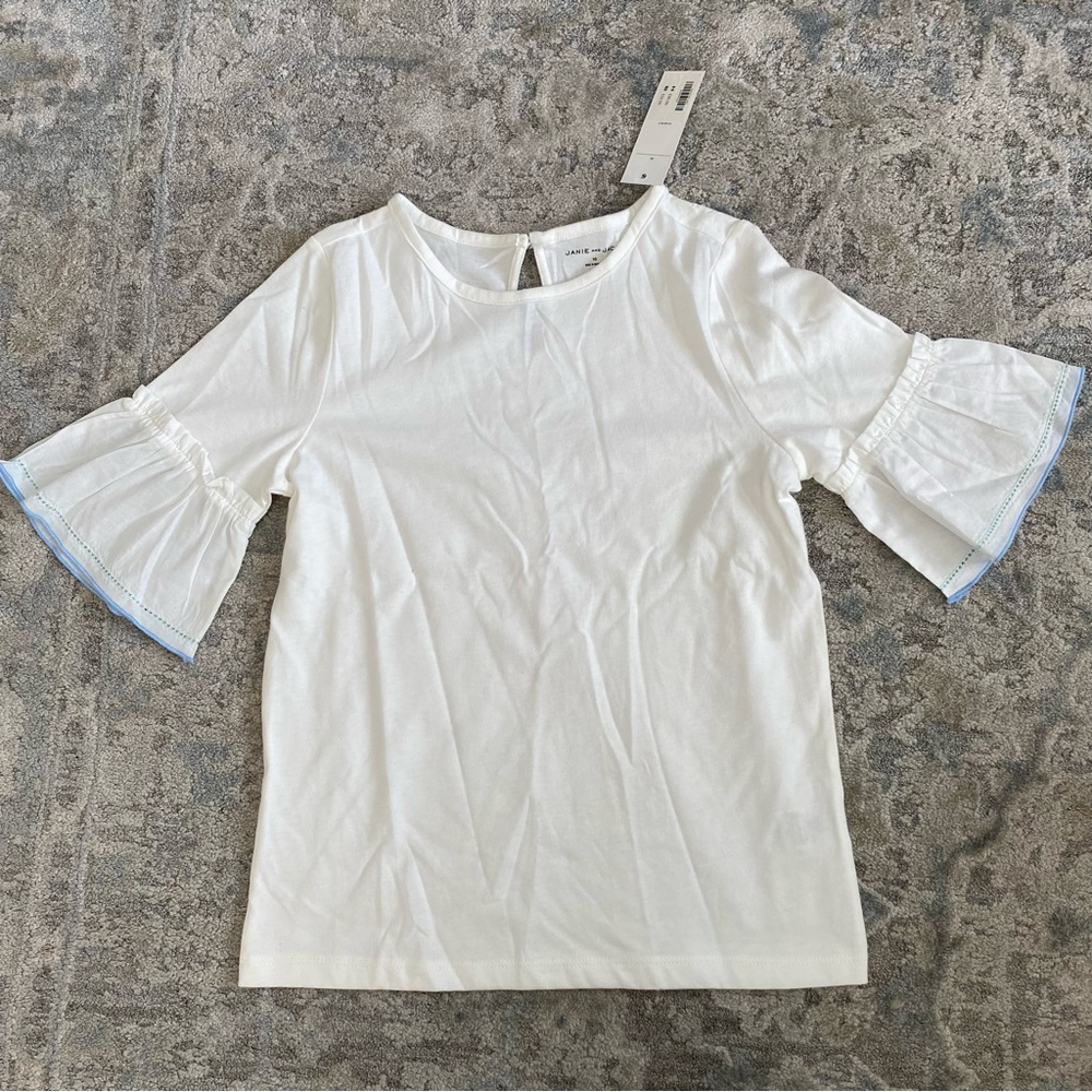 Janie and Jack white ruffle sleeve top